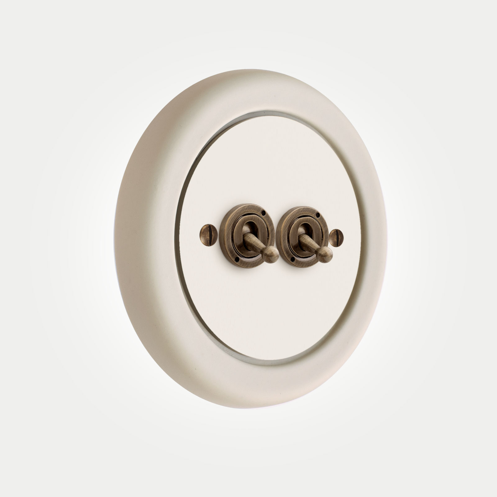 2-Gang-White-Brass-Designer-Switch Dimmable LED Globe Light Bulb